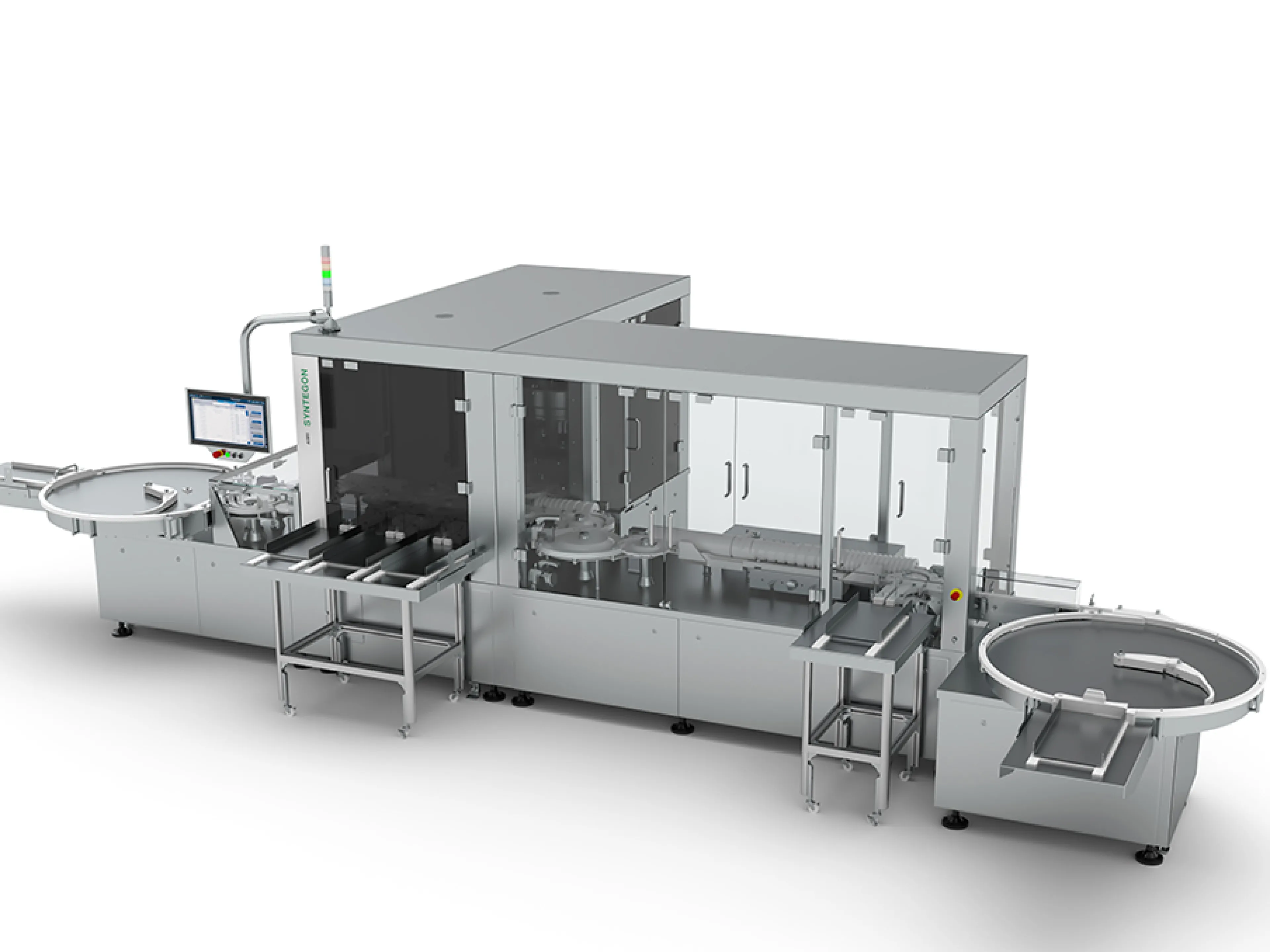 Die neue Inspektionsplattform von Syntegon kombiniert visuelle Inspektion und Dichtigkeitsprüfung mit einer Ausbringung von bis zu 600 Vials pro Minute