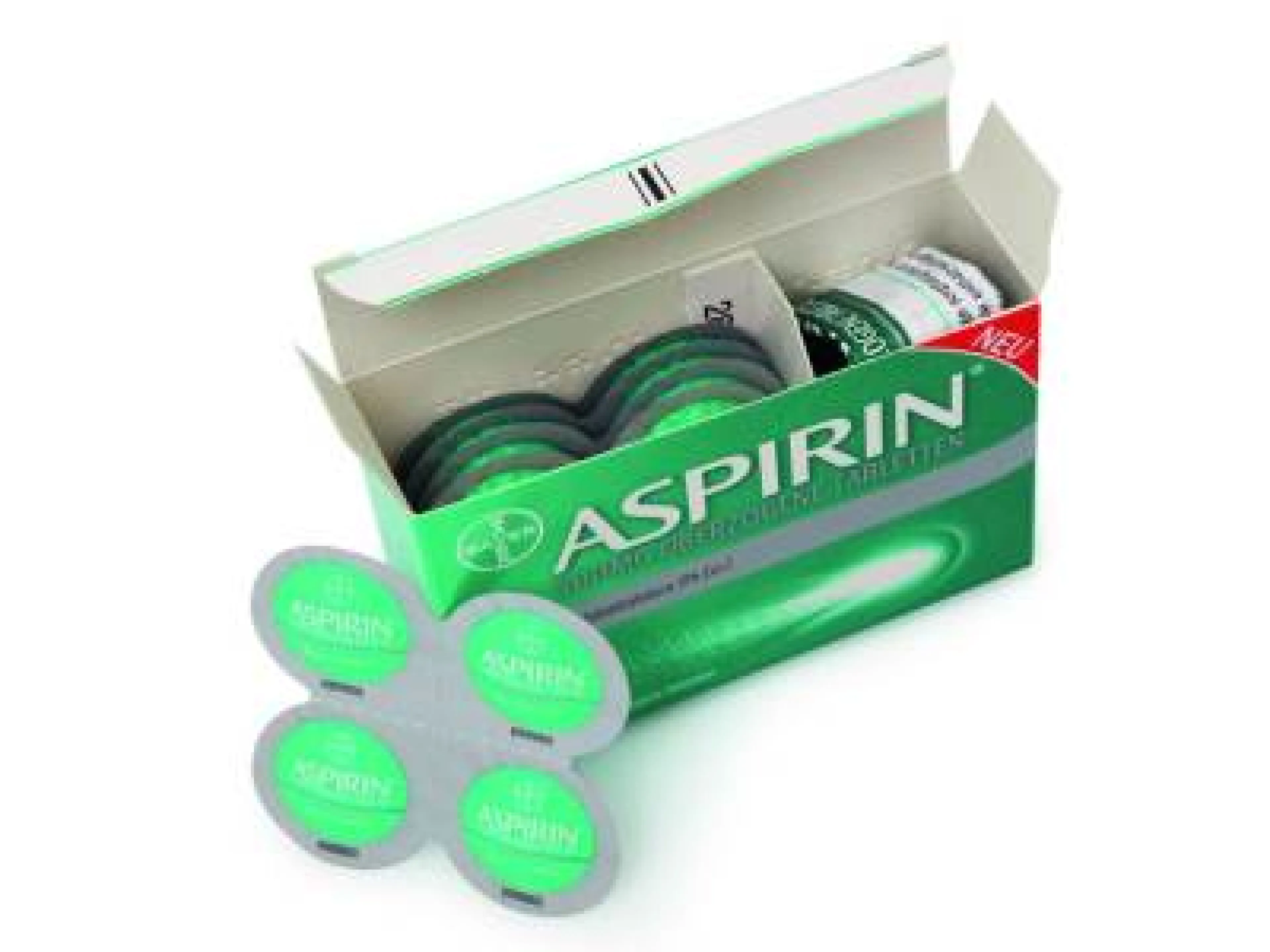 Aspirin-Tabletten im Vierer-Streifen