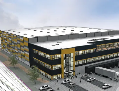 Die neue Logistikhalle 8 soll voraussichtlich im ersten Quartal 2025 fertig sein, Bild: Sterac Die neue Logistikhalle 8 soll voraussichtlich im ersten Quartal 2025 fertig sein