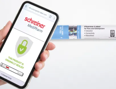 Smarte Sicherheit: Mit einem NFC-Label am Pen können Patienten per Smartphone in Sekundenschnelle die Echtheit und Unversehrtheit ihres Medikaments überprüfen, Bild: Schreiner Medipharm Smarte Sicherheit: Mit einem NFC-Label am Pen können Patienten per Smartphone in Sekundenschnelle die Echtheit und Unversehrtheit ihres Medikaments überprüfen