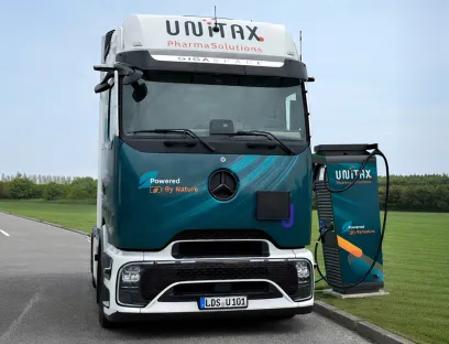 Nachhaltige Pharmalogistik: Weniger Treibhausgasemissionen, mehr Nachhaltigkeit: Ende 2025 hat Unitax Pharmalogistik einen Elektro-LKW in Betrieb genommen