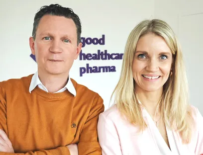 Die beiden General Manager von Good Healthcare Pharma: Christopher Hähner und Kathleen Rieser