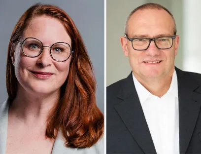 Christiane Steur, Standortleitung Boehringer Ingelheim Biberach und Holger Holakovsky, Vorsitzender Geschäftsführung Boehringer Ingelheim Microparts in Dortmund