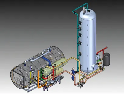 Deutliches Einsparpotential beim Heizen und Kühlen bedingt ein niedrigeren Gesamtmedienverbrauch, Bild: Bosch Packaging Technology Konzept Energierückgewinnung