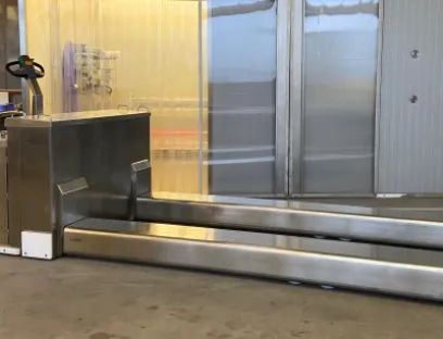 Der Hubwagen Typ 411 S wird komplett aus Edelstahl gefertigt