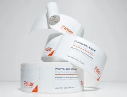 Faller Packaging bietet ein umfangreiches Sortiment an nachhaltigen Haftetiketten für die Pharma- und Healthcare-Branche