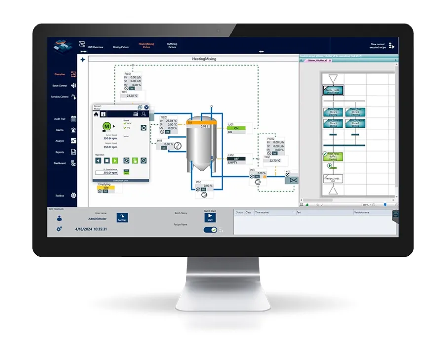 Pharma HMI Anwendung mit Unterstützung des Web Visualization Service in zenon 14