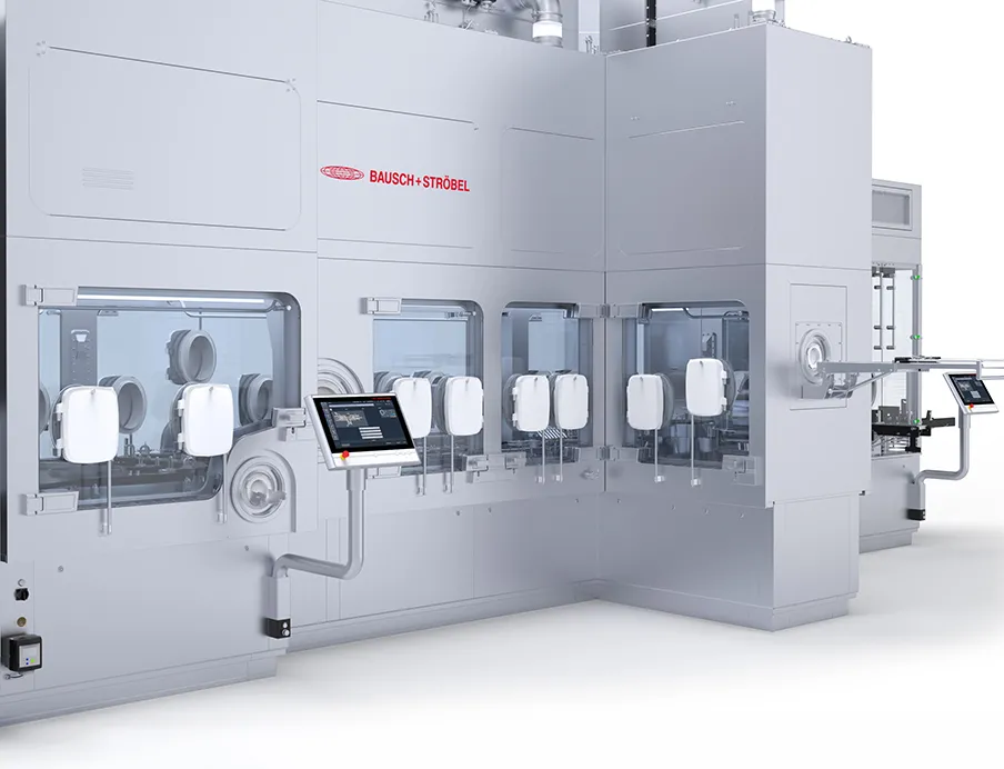 Die auf der Interpack ausgestellte Füll- und Verschließmaschine mit integriertem Isolator vereint modernste Abfülltechnologie mit einem darauf abgestimmten Containment