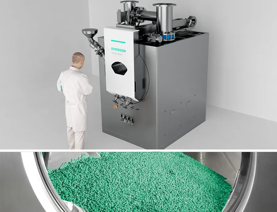 Der neue Tabletten-Coater von Syntegon für den Pilotmaßstab unterstützt pharmazeutische Hersteller bei Entwicklung und Scale-up. Das System verarbeitet Chargengrößen von zehn bis 100 Prozent des maximalen Arbeitsvolumens