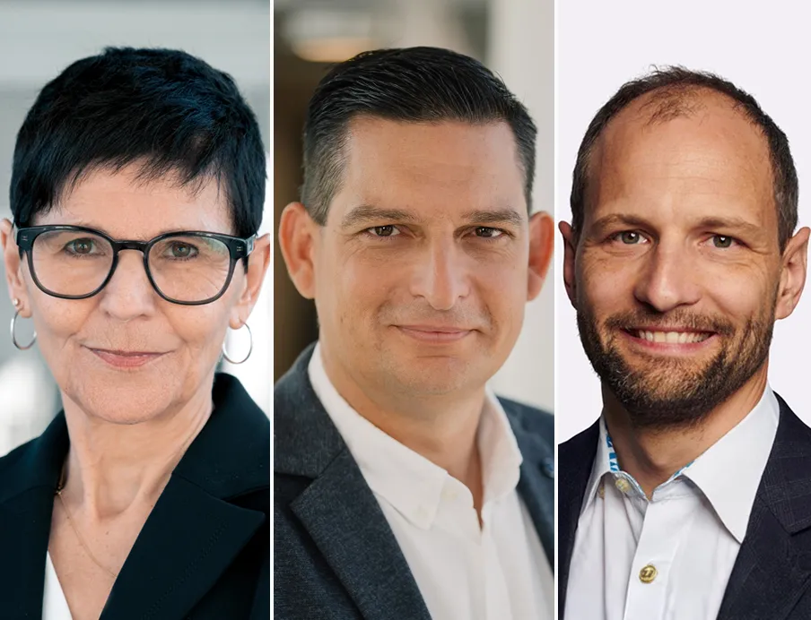 Sanofi und Cheplapharm beschließen strategische Partnerschaft: v.l.n.r.: Edeltraud Lafer und Sebastian Braun, die beiden Co-CEOs von Cheplapharm, und Thomas Grenier, Executive Vice President, General Medicines, Sanofi
