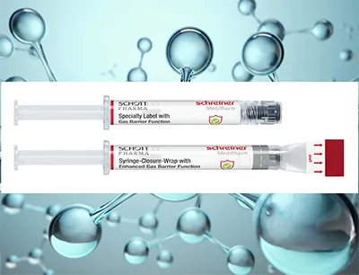 Die Labels mit Gasbarriere-Funktion können die Sauerstoffdiffusion in COC-Spritzen signifikant verringern, Bild: Schreiner Medipharm Die Labels mit Gasbarriere-Funktion können die Sauerstoffdiffusion in COC-Spritzen signifikant verringern